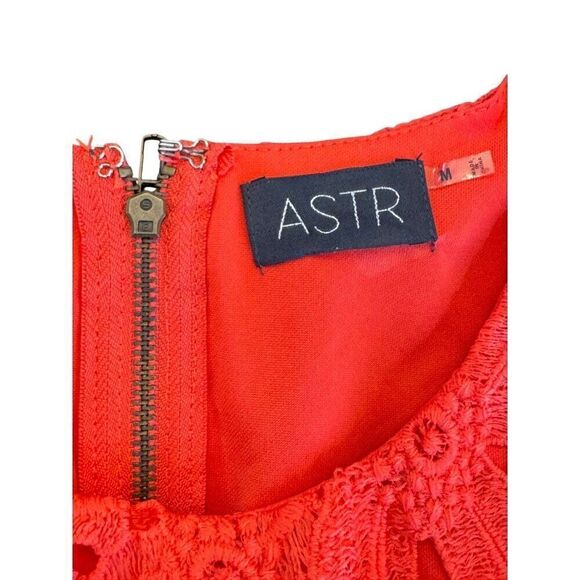 ASTR Red Lace Overlay Sleeveless Dress With Lined Interior Back Zipper Sz M EUC - Picture 7 of 11